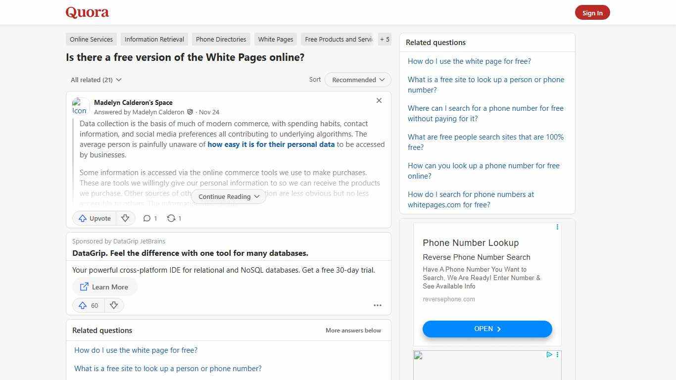 Is there a free version of the White Pages online? - Quora